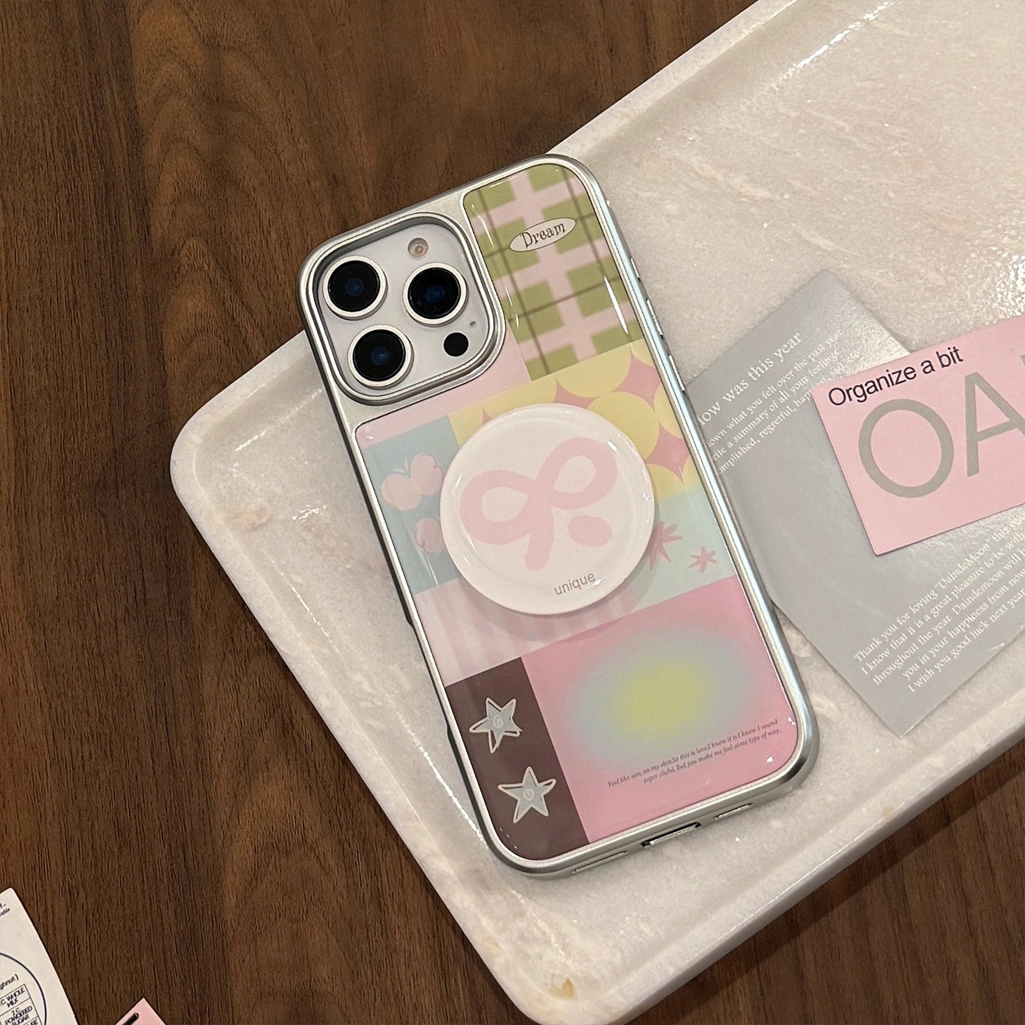 Pink Butterfly Grid - iPhone Case